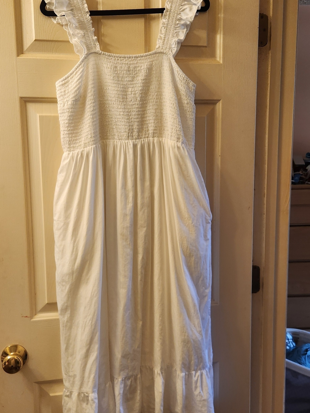 Classic White Smocked Sundress with Ruffle Straps